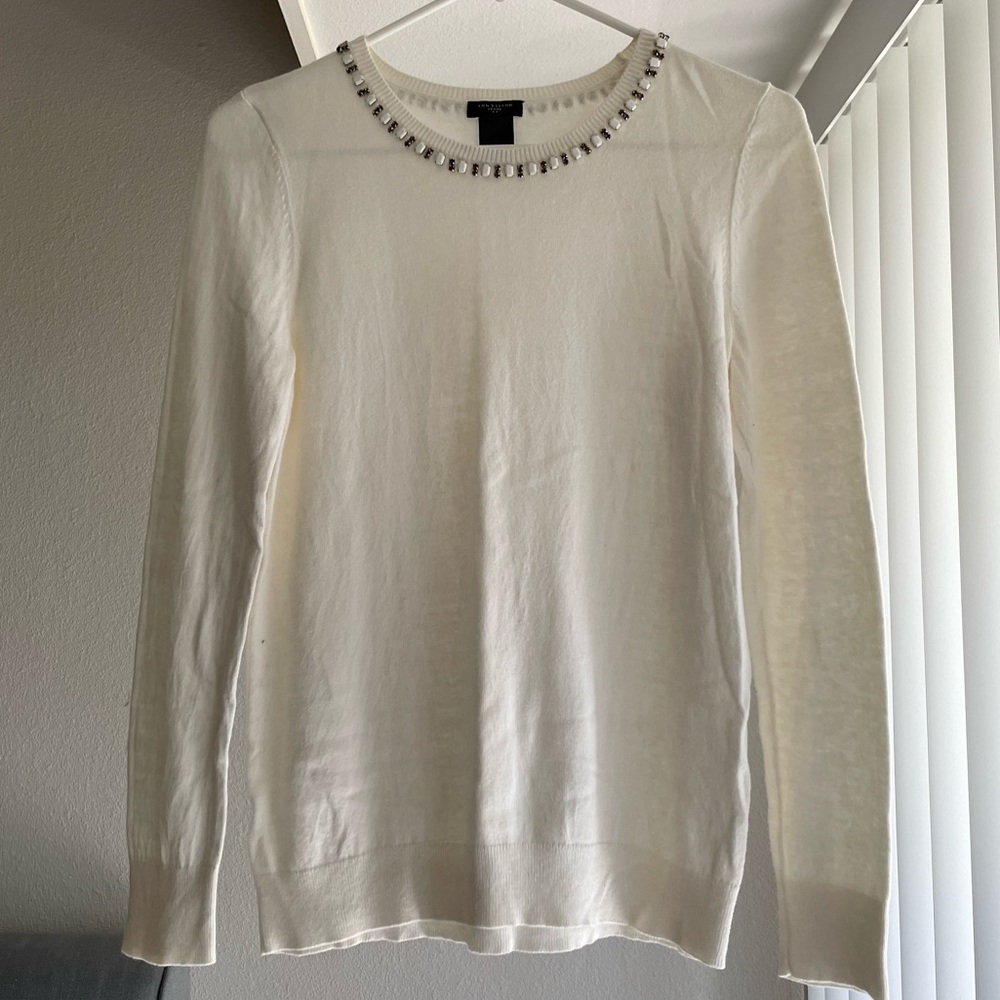 Ann Taylor Jewel Collar Sweater